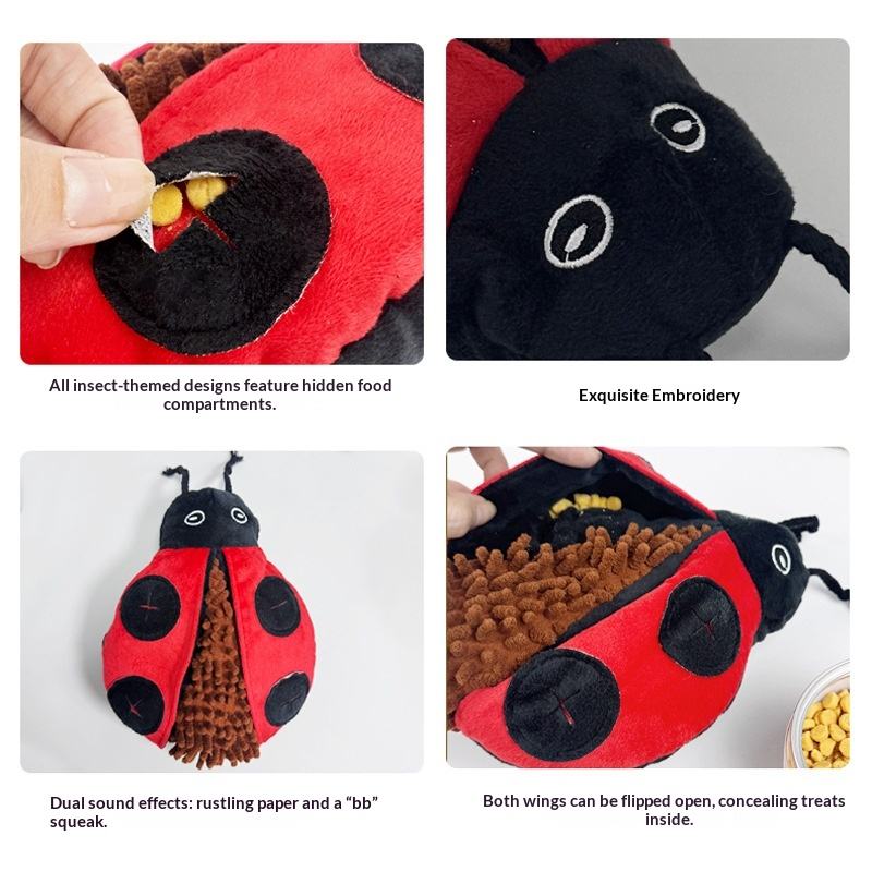 Sh Sound Exercise Ladybug & Turtle Snuffle Plush Puzzle Dog Toy for Foraging